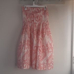 Red and white paisley print dress